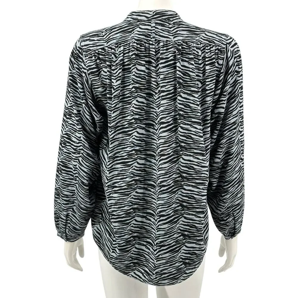 Rebecca Taylor Black and White Zebra Print Button Down Shirt - Picture 5 of 9